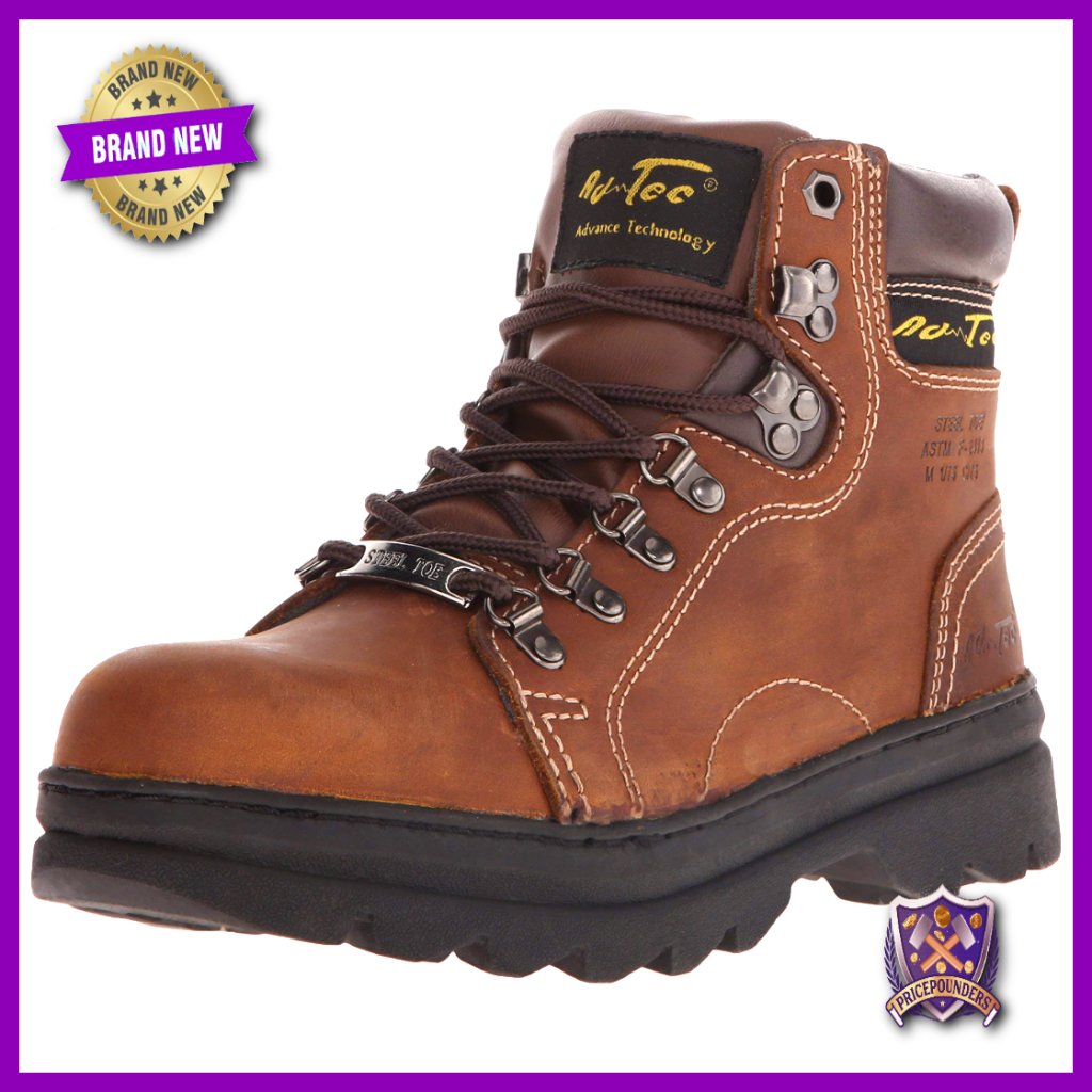 Steel Toe Leather Work Boots Women Slip Resistant Padded Collar